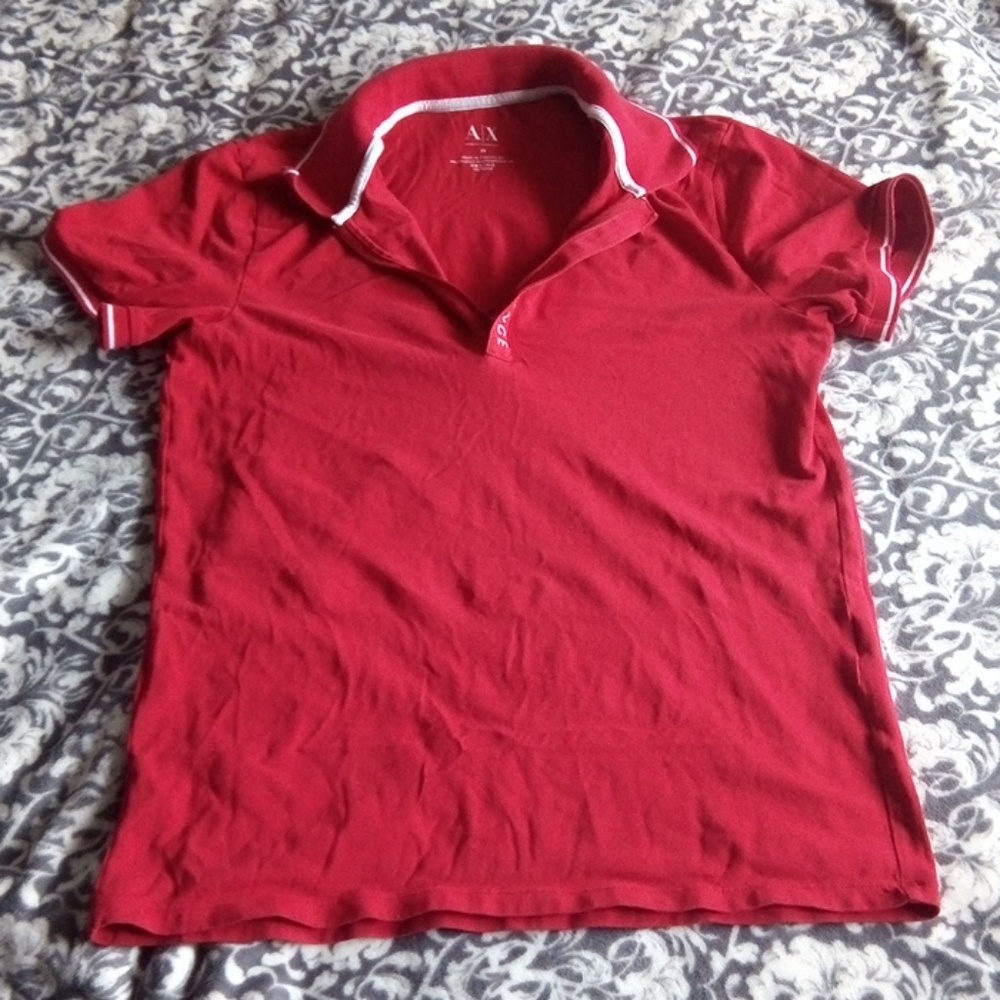 Mens Armani Exchange zip up T-shirt Red